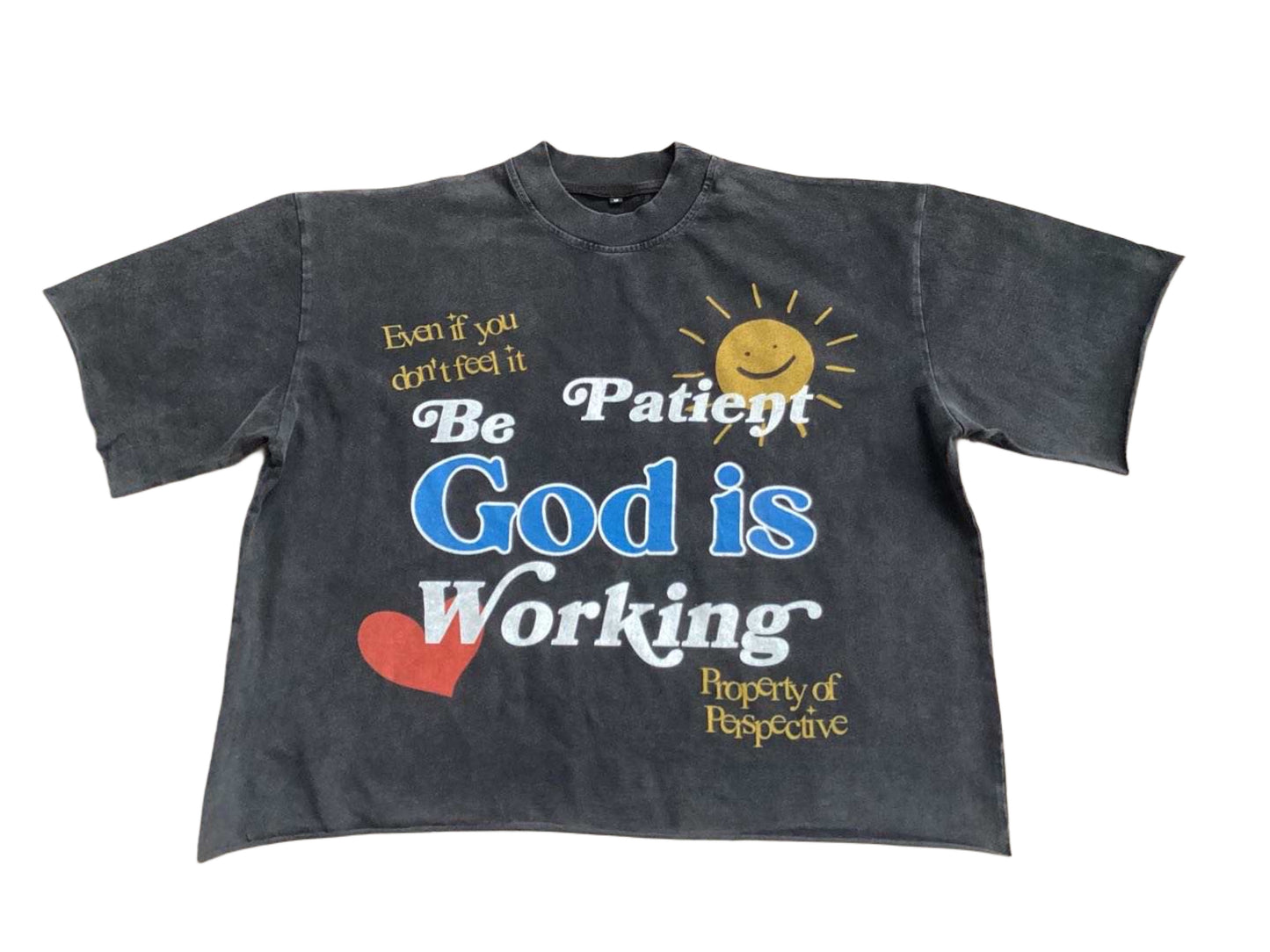 “God is working” Oversized Washed Boxy T-shirt